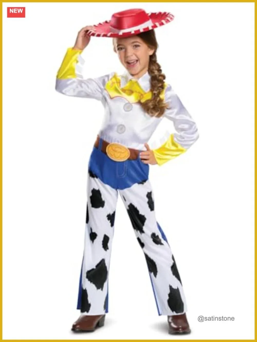 Toy Story 4 Jessie Costume for Girls, Officially Licensed Dress-Up Set with Hat